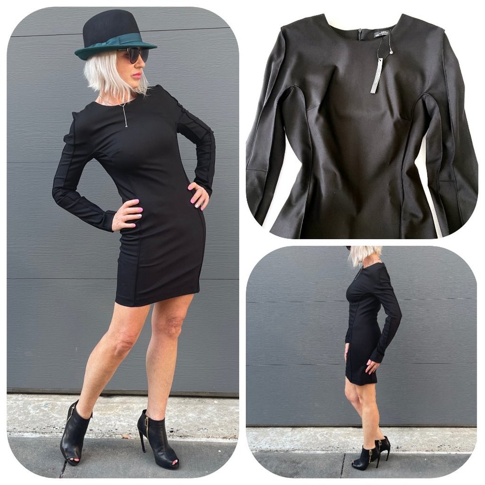 NWT Zara inside out Long Sleeve Bodycon Dress M